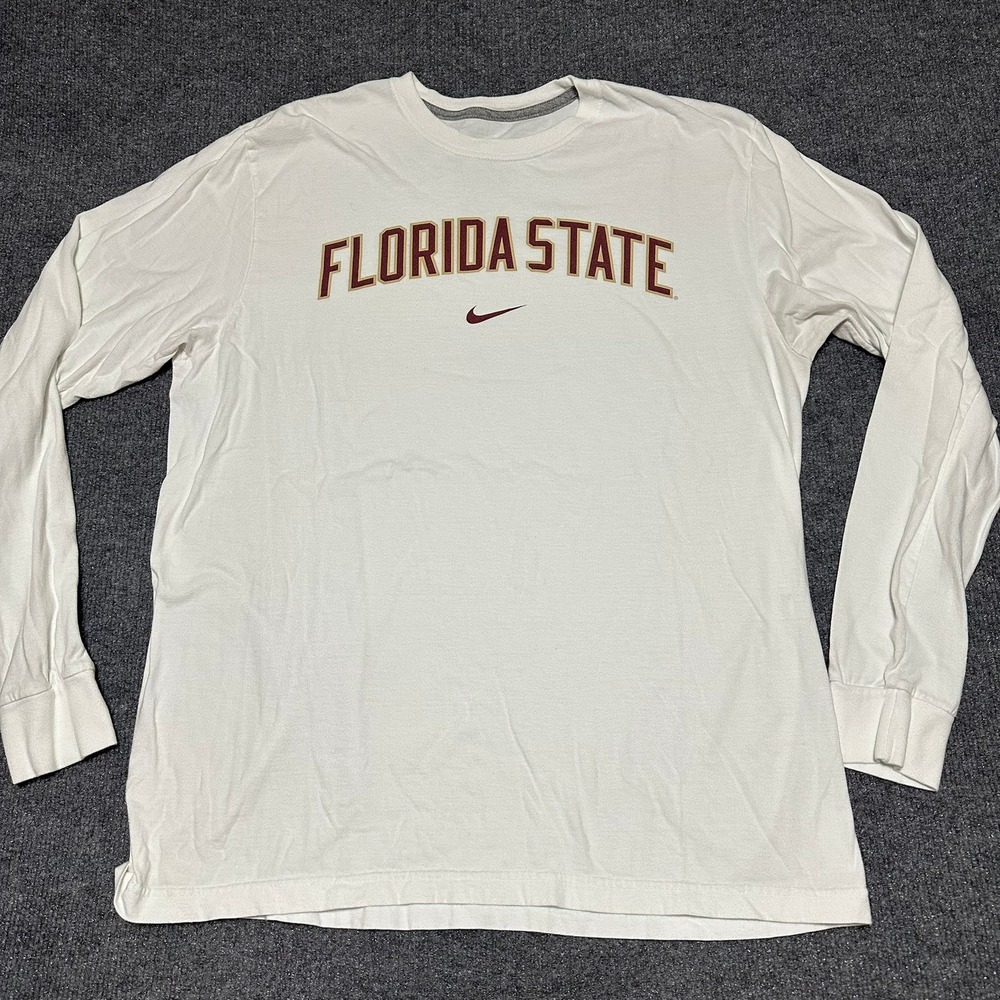 Nike Florida State Seminoles Mens XL White Long Sleeve T-Shirt NCAA FSU